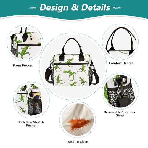 Lunch Bag Insulated Lizard Animal Reptile Nature Wildlife Lunch Box for Men Women Reusable Cooler Tote Bags for Work School Picnic - size: Medium