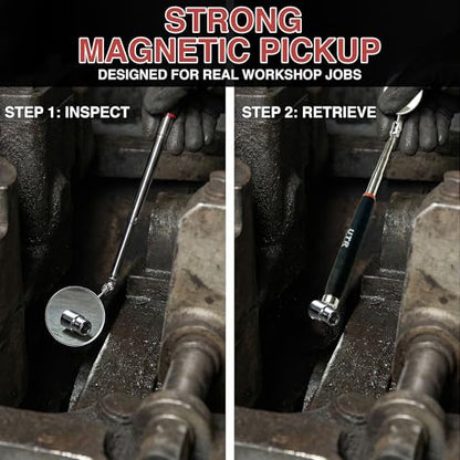 UTR Perfect - 2 in 1 - One side - 2" Telescopic Mirror for Inspection, Flexible Mirror 360 Rotation. Other side - 8lb Steel Magnet for Magnetic Pick-up. Two Tools Combined Together