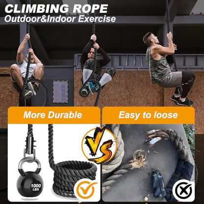 Climbing Rope Gym Workout - 1.5 Inch Dia 10FT 15FT 20FT 25FT 30FT 35FT 40FT 50FT Heavy Duty Work Out Rope Exercise Climbing Ropes for Adults Kids Fitness & Strength Training Outdoor & Indoor - Black - style: 1.5 Inch-15ft