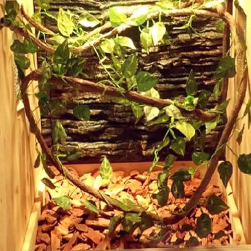 PINVNBY Bearded Dragon Hammock Jungle Climber Vines Flexible Reptile Leaves with Suction Cups Habitat Decor for Climbing, Chameleon, Lizards, Gecko, and Snakes（6 PCS） - size: 6 PCS