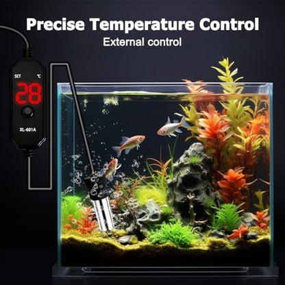 MiOYOOW Aquarium Heater, 15/25W USB Fish Tank Heater with LED Digital Temperature Display for Tanks Under 3/5L