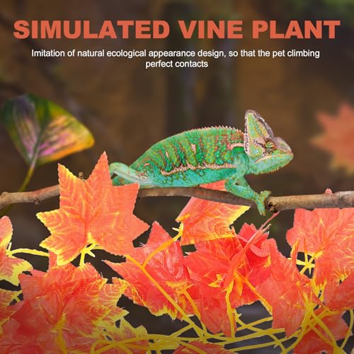 Amosfun Artificial Reptile Plants Vine Decor for Gecko Tank Terrarium Landscape Vine Fake Leaves Reptile Box Supply for Habitat Decoration