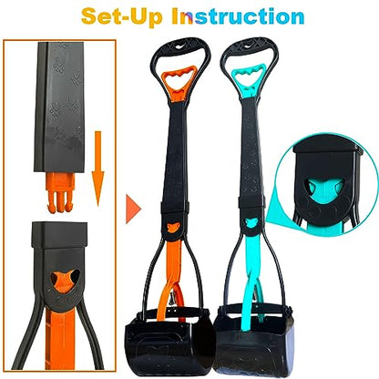 ienjoyed 2-Piece Pooper Scooper for Large Medium & Small Dogs Heavy Duty,Long Handled Dog Poop Scooper for Grass,Durable Dog Poop Pick Up Tool - color: 2-Piece