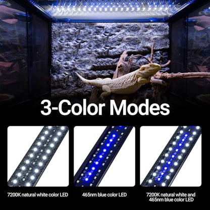 WACOOL TERRA Dimming LED UVB Reptile Light, 24“ LED Reptile Light Bar with Brightness Adjustment & 3 Light Modes, UVB 10