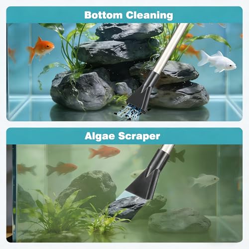 Carefree Fish Aquarium Gravel Vacuum Sand Cleaner with 6Ft Pipe Fish Tank Water Changer Adjustable Length ABS(for 3~8Gal Tank) - size: 3~8Gal
