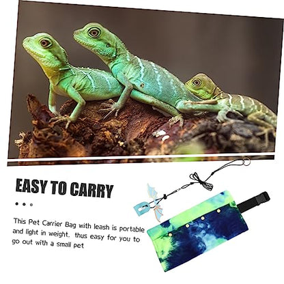 Abaodam Adjustable Reptile Carrier Sling Bag with Canvas Capacity Bearded Dragon Leash Harness for Outdoor Travel Comfortable Wide Strap Lizard Carrying Case for Hiking and Cycling