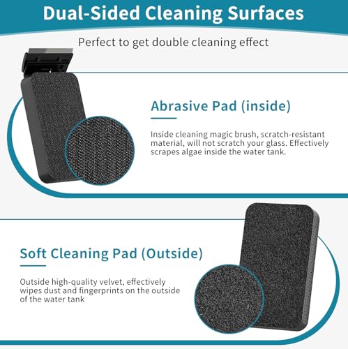 Hygger Aquarium Magnet Glass Cleaner, Magnetic Fish Tank Cleaner With 2 Blades for Glass and Acrylic Aquariums, Aquarium Algae Scraper with Super Strong Magnet for fish tanks 0.25-0.5 inches thick (M) - size: M for Glass Thickness：0.25"-0.5"