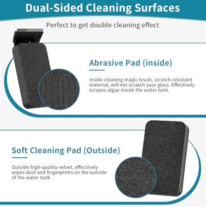 hygger Aquarium Magnet Glass Cleaner, Magnetic Fish Tank Cleaner with 2 Blades For Glass and Acrylic Aquariums, Aquarium Algae Scraper with Super Strong Magnet for Fish Tanks 0.3-0.6Inch Thickness (L) - size: L for Glass Thickness：0.3"-0.6"