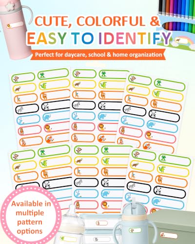 Tinabless 480 Pcs Waterproof Name Labels for Kids, Woodland Animals | 480 Woodland Animal Waterproof Name Labels For Kids' Daycare Bottles, Lunch Boxes, Sippy Cups And School Supplies. - color: Woodland Animals-480pcs