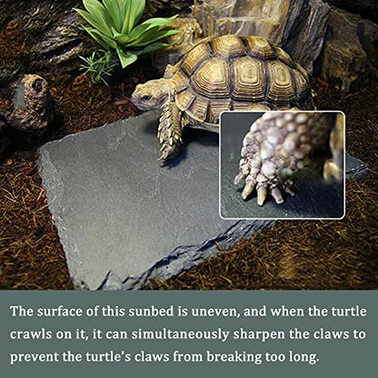SHIGATSU 7.8"x11.8" Slate Reptile Basking Platform for Turtle Lizard | Natural Anti-Slip Slate Feeding Dish, Resting Terrace & Substrate Mat for Bearded Dragon, Gecko, Snake & Tortoise Habitat