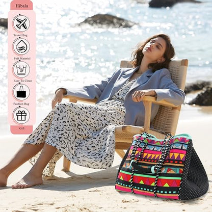 Hibala Neoprene Multipurpose Beach Bag,Gym/Travel/Pool Bag,Tote For Women&Men - color: Ethnic Style