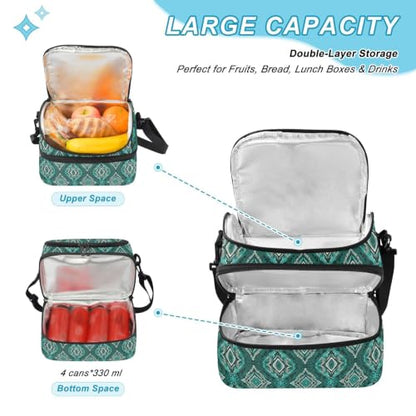 Snakes Skin Insulated Lunch Tote Bag Organizer for Women | 8L Double Deck,Large Lunch Box with Shoulder Strap,Thermal Meal Prep Cooler,Suitable for School Work Picnic Office Travel