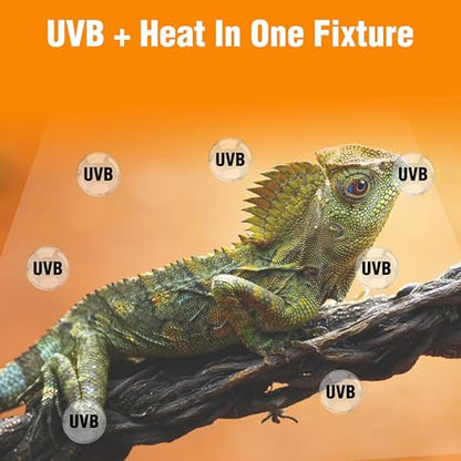 T5HO Single 12” UVB Reptile Light Fixture 15w, Bearded Dragon and Reptile Terrarium Light Fixture