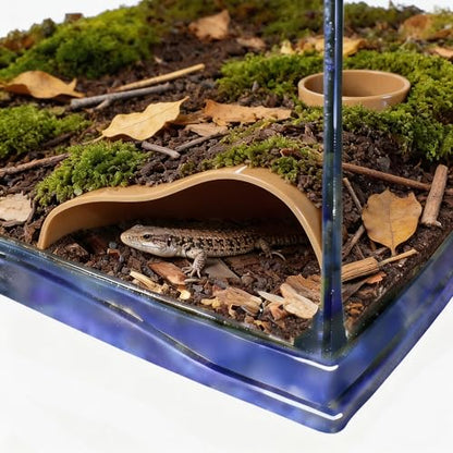 Reptile Underground Corner Cave Viewing Lizard Hideout | Reptile Hideout, Leopard Snake Gecko Hideout Habitat Tank Enrichment Reptile Decoration Accessories Toys Ornaments Supplies