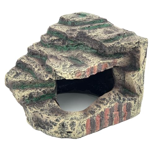 Reptile Hide, Great for Geckos, Snakes, Bearded Dragons & Lizards. with Steps for Rock Climbing, It Doubles as Aquarium Rock Cave Corner Cave for Climbing Hiding - size: XL