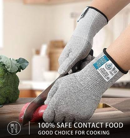JDL Large Grey Cut Resistant Gloves with Touch Screen, Food Grade, ANSI A5, 3D Stretch Fit, Firm Grip, Suitable for Oyster Shucking, Meat Slicing, Kitchen Protection - color: Grey, size: Large
