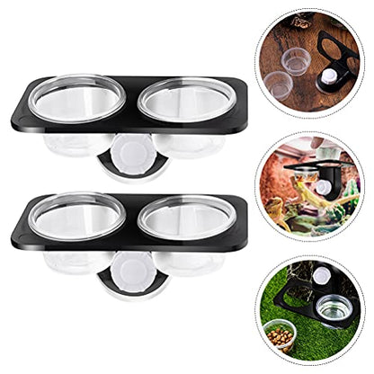 2pcs Reptile Bowl Reptile Drinking Basin Large Capacity Water Basin Reptile Food Basin Feeder with Suction Cup Reptile Feeder Feeding Supplies Lizard Food Bowl Stable Lizard Feeder