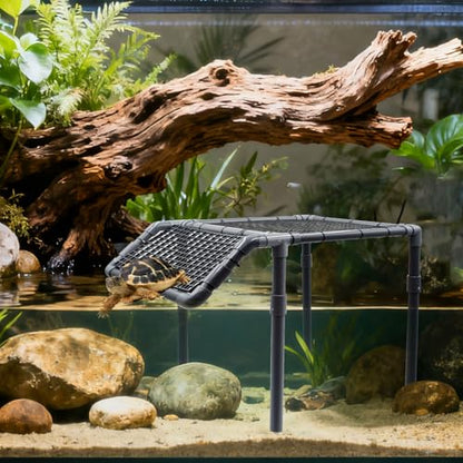 Turtle Tank Accessories, Plastic Basking Platform with Ramp and Suction Cups, Turtle Dock, Basking Platform for Aquatic Turtles, Tortoise Habitat Aquarium Accessories