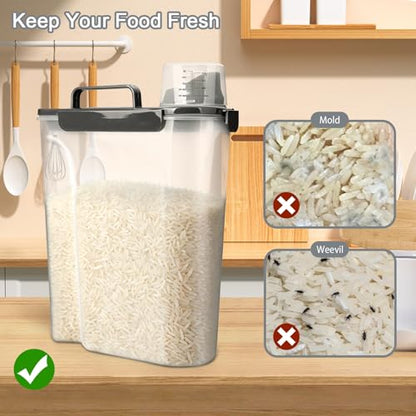 Rice Storage Containers, Rice dispenser with Pouring Spout Portable Handle for Flour, Pasta, Grain and Baking, Pet Dog Cat Bird Food Container 20 LB Grey - color: 20lb Grey