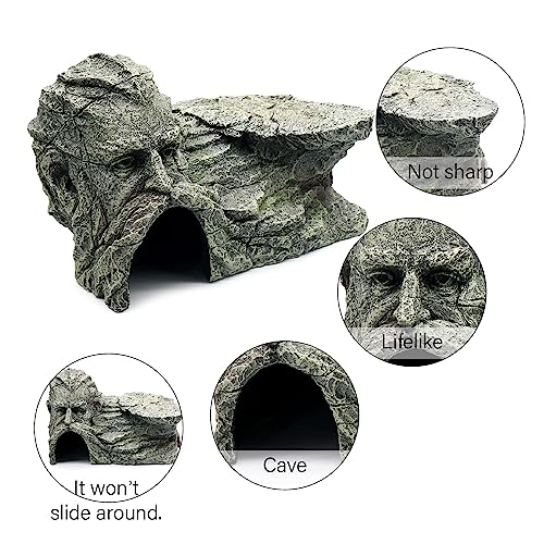 Reptile Rock Basking Platform, Gecko Hide Cave Hiding Place, Snake Cave and Hides for Reptiles, Amphibians, and Small Animals, Lizards - color: Rock