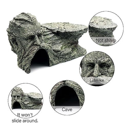 Reptile Rock Basking Platform, Gecko Hide Cave Hiding Place, Snake Cave and Hides for Reptiles, Amphibians, and Small Animals, Lizards - color: Rock