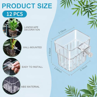Aquarium Plant Holder, 4 Pack, Top Hanging for Fish Tank | Planter Basket Pots, For Aquatic Plants