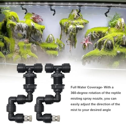 Reptile Misting Spray Nozzle for Rainforest Tank Pet Cooling Adjustable Reptile Nozzle Fogger Mist Sprinkler for Full Water Coverage, Replacement Micro Spray Nozzles (2Pack) - color: 2Pack