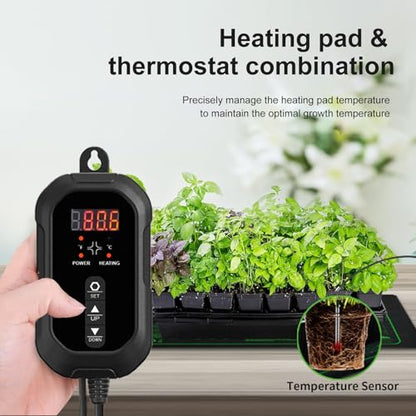 20"x20" Durable Seedling Heat Mat with Thermostat Controller | Durable Waterproof Hydroponic Heating Pad with ETL Certified for Indoor Plant Gardening and Cutting, Brewing and Greenhouse - style: 20"x20" Heat Mat with Digital Thermostat