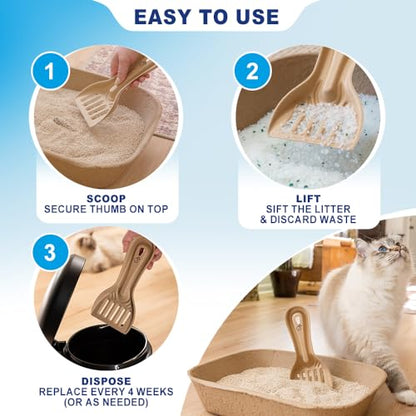 Disposable Cat & Rabbit Litter Scoops - All Natural, Plastic Free & Sustainable, Travel Kitty Litter Scooper for Bunny, Hamster, Guinea Pig, Ferret, Rat & Other Animal Litter Boxes (6-Pack)