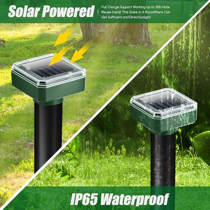 8 Pack Solar Mole Repellent Ultrasonic Gopher Vole Repellent Outdoor Mole Chaser Spike Stakes Snake Deterrent for Yard,Solar Rodent Repeller for Moles Gophers Groundhogs Chipmunks Lawn Garden Farm