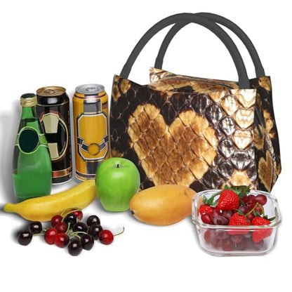 Lunch Bag For Women Men Snake Scales Lunch Tote Bags Insulated Reusable Lunchbox For Work Travel Picnic