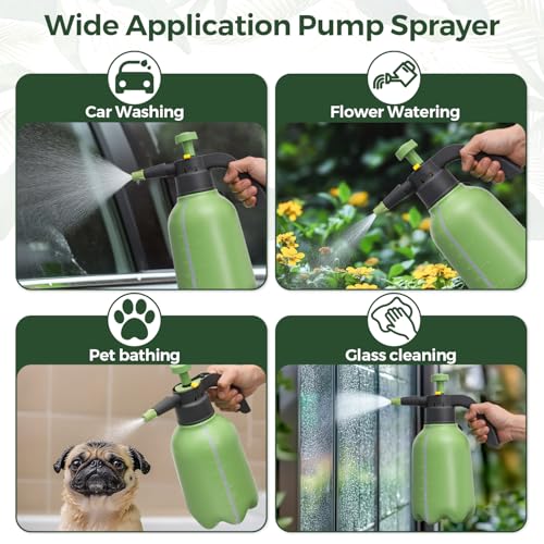 T4U Pump Sprayer 0.5 Gallon, Garden Spray Bottle with Short Nozzle | Hand pressure sprayer with adjustable brass nozzle for plant watering, lawn care, fertilizing, pest control and home cleaning - size: Short Nozzle