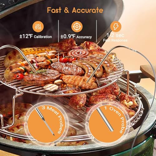 INKBIRD Wi-Fi and Bluetooth BBQ Automatic Smoker Fan Thermometer | Temperature Controller with 4 Probes for BGE, Kamado Joe, Primo, Ceramic Grills, 2 Size Adapters, Hard Carrying Cases