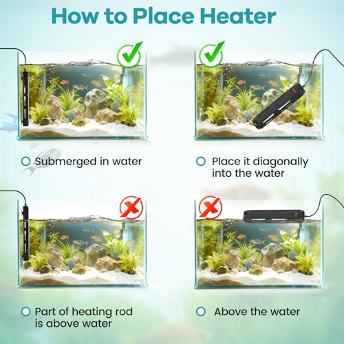hygger Aquarium Heater, 300W/500W/800W/1000W Submersible Fish Tank Heater with Temperature Controller, Over-Temperature Off-Water Protection Alarm for Saltwater Freshwater (800W, 80-200 Gallon) - size: 800W