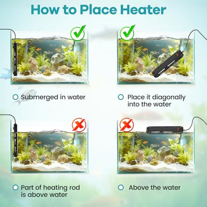 hygger Submersible Aquarium Heater, Adjustable Temperature Fish Tank Heater with Overheat & Dry Run Protection Alarm for Freshwater Saltwater Fish Tanks, 300W for 40-70 Gallon - size: 300W