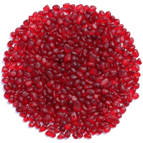 QYGL Sea Glass Stones - 0.9LB Red Frosted Glass Pebbles Gemstones | Perfect for Aquarium Rocks, Fish Tank Gravel, Vase Fillers, DIY Crafts, and Home Decor - color: Red