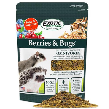 Berries & Bugs 3 lb. - All Natural High Protein High Fiber Insectivore Diet with Fruit, Gut-Loaded Insects, & Healthy Vitamins - Hedgehogs, Sugar Gliders, Skunks, Opossums & Other Insectivores - size: 3 Pound (Pack of 1)