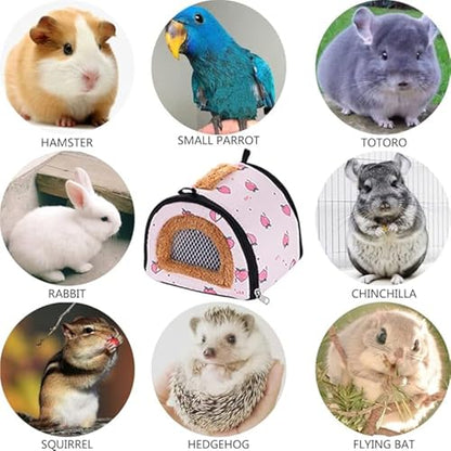 Hamster Carrier Bag Cold-Weather Winter Pouch | Bunny Travel Carrier for Camping Moving Commuting Chinchilla Chameleon Reptile Lizards Leopard Gecko - color: Pink