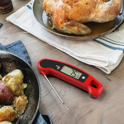 Lavatools Javelin® PRO Classic Ultra-Fast 2-Second Professional Digital Instant Read Meat Thermometer for Grill and Cooking, Auto-Rotating Backlit Display, IP65 Water Resistant, NSF Certified-Crimson - color: Crimson