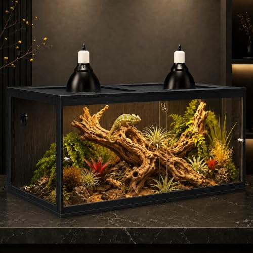 120 Gallon Reptile Tank, Bearded Dragon Tank, 4x2x2 Reptile Enclosure with Clear Tempered Glass Side Panels, Front Sliding Doors and Ventilated Mesh Roof, Black - color: Black