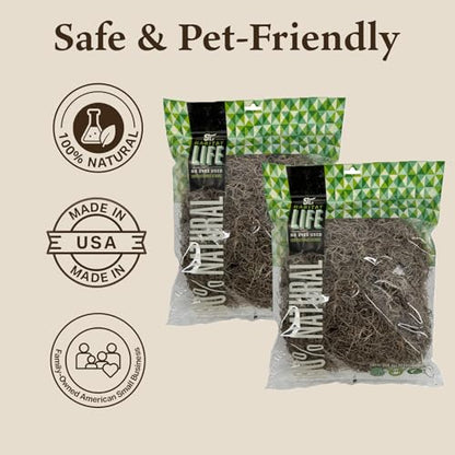 Spanish Moss for Terrarium Habitats, Medium 2-Pack | Preserved Moss for Reptiles, Amphibians & Invertebrates Terrariums, Humidity Control, Soft, Dye-Free, Family Owned, USA Made - size: Medium 2-pack, style: Spanish Moss