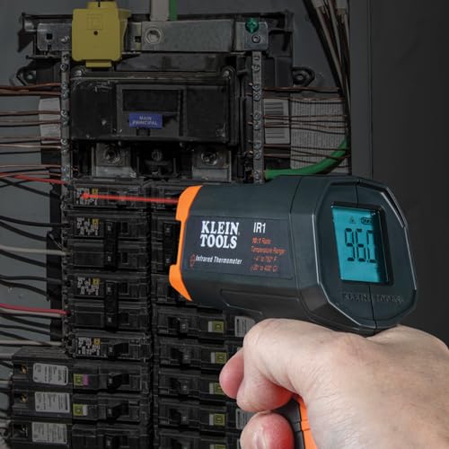Klein Tools IR1KIT Infrared Thermometer and GFCI Receptacle Tester Kit, Non-Contact Digital Temperature Measurement and Electrical Tester - style: IR Thermometer w/GFCI Tester