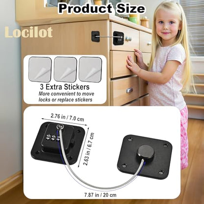 3 Pack Fridge Lock for Kids, Traceless Refrigerator Lock for Adults | Child Proof Cabinet Locks Baby Proofing, Drawer Freezer Locks for Fridge Refrigerator (Black)