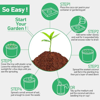 50 Pcs 50mm Coco Coir Pellets Seed Starter Soil Mix- Organic Coconut Coir Potting Soil Pods for Seedling, Coco Peat Soil Discs for Indoor & Outdoor Plants Bonsai Herbs Vegetables and Flowers - size: 50mm