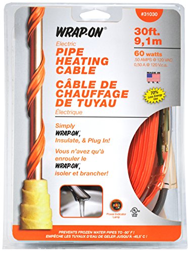 Pirit Wrap-On Pipe Heating Cable - 30-Feet, 120 Volt, Built-in Thermostat, Low Wattage - 31030 - size: 30 Feet