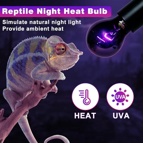 LUCKY HERP Reptile Heat Lamp 75W 2 Pack, Reptile Night Heat Bulb, Reptiles & Amphibians Basking Spot Light Bulb for Bearded Dragon, Lizard, Snake, Turtle, Chameleon
