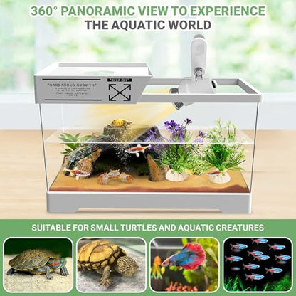 GOZILLA Turtle Tank, Upgrade PC Turtle Tank Starter Kit, Resin Hideout Habitat, Basking Platform, Bottom Drainage for Turtles, Crabs, Shrimps and Other Small Reptiles. (15.75x7.9x9''/White) - color: White-Tank Hideout