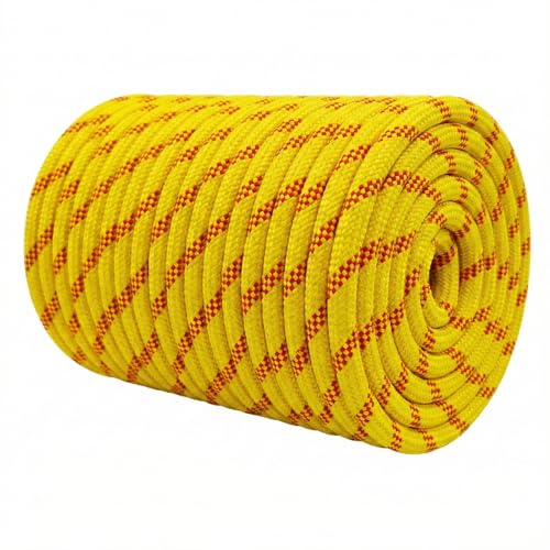 1/2 Inch Arborist Rigging Rope (150 Ft) - ASTM F2116 Certified (9,000 lbs MBS / 900 lbs SWL) - Static Polyester Bull Rope for Tree Climbing, Nautical Rigging & Swings (Yellow) - size: 1/2IN x 150 FT, style: Yellow