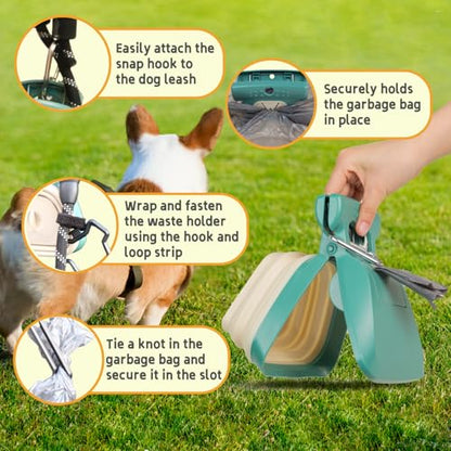 Medium Pooper Scooper, Portable and Handheld Size for Walking Large and Small Dogs Outside Yard or Travel Outdoors, Pup Poop Scoop with Container and 30pcs Pet Waste Bag Attachment - size: Medium