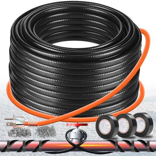 3FT-160FT Heat Tape for Water Pipes,Heating Cable for Pipe (140FT) | Freeze Protection,Water Pipe Insulation/Roof Snow De-Icing,Deicing Heating Cable,with Mounting Buckle - style: 140FT